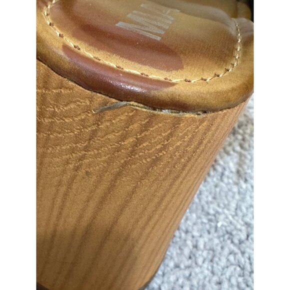 MIA Size 8 Black Strap Platform Sandals W/ Wood Block Heel & Adjustable Strap - Picture 9 of 14